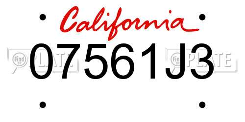 07561J3 California License Plate