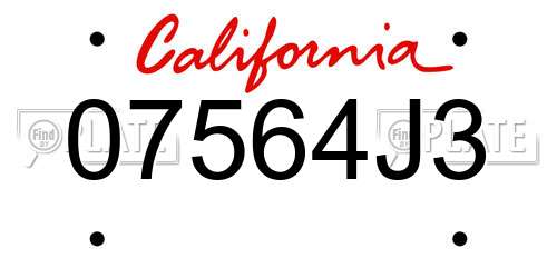 07564J3 California License Plate