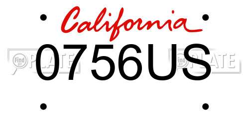 0756US California License Plate