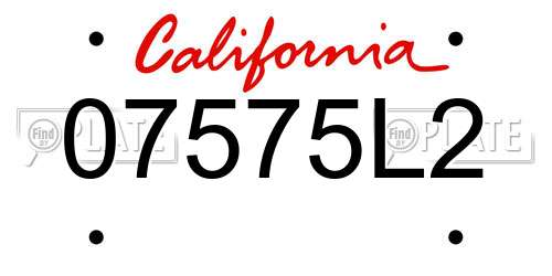 07575L2 California License Plate