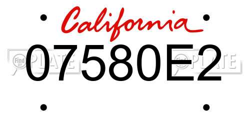 07580E2 California License Plate