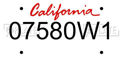 07580W1 California License Plate