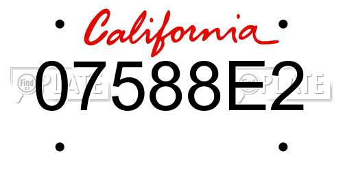 07588E2 California License Plate