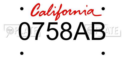 0758AB California License Plate