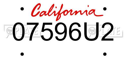 07596U2 California License Plate