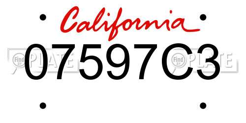 07597C3 California License Plate