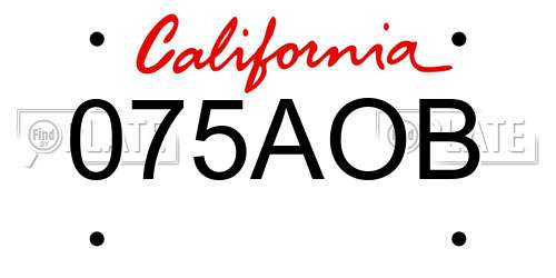 075AOB California License Plate