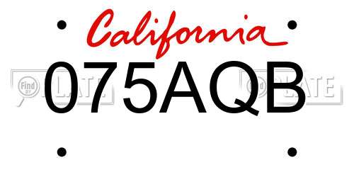 075AQB California License Plate
