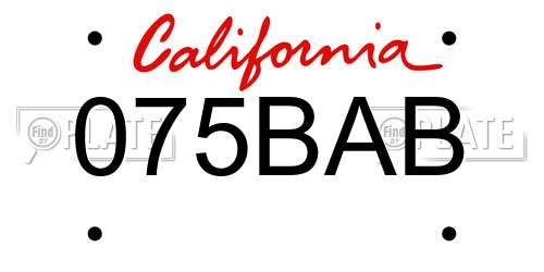 075BAB California License Plate