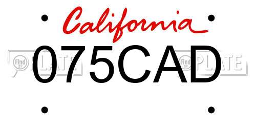 075CAD California License Plate