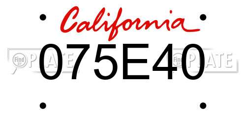 075E40 California License Plate