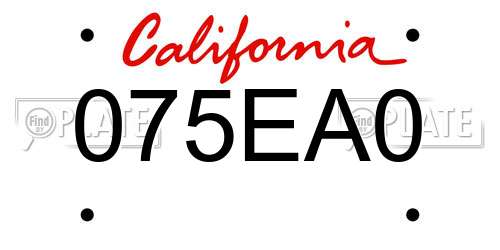 075EA0 California License Plate