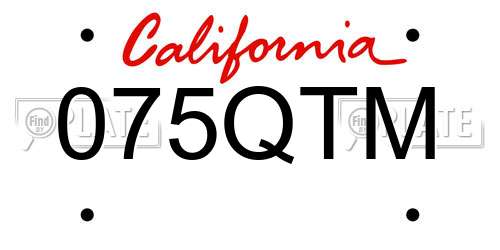 075QTM California License Plate