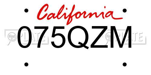 075QZM California License Plate