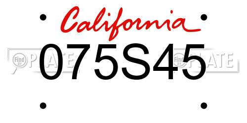 075S45 California License Plate