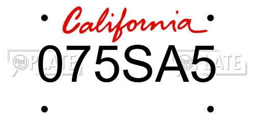 075SA5 California License Plate