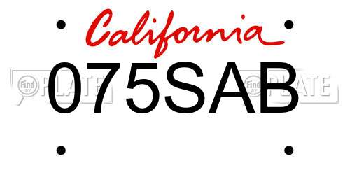 075SAB California License Plate