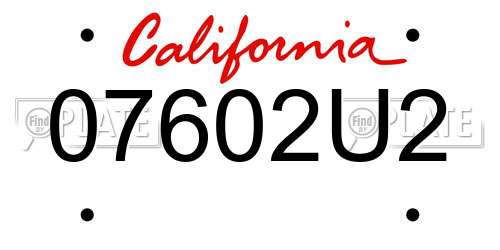 07602U2 California License Plate