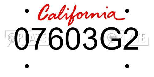 07603G2 California License Plate