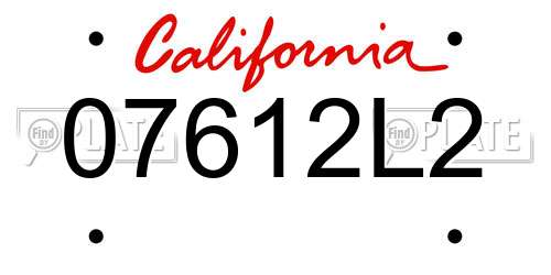 07612L2 California License Plate