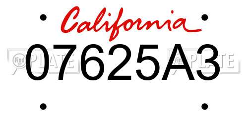 07625A3 California License Plate