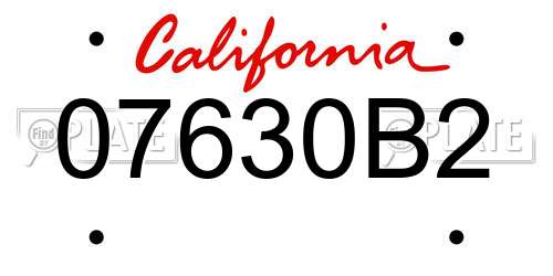 07630B2 California License Plate
