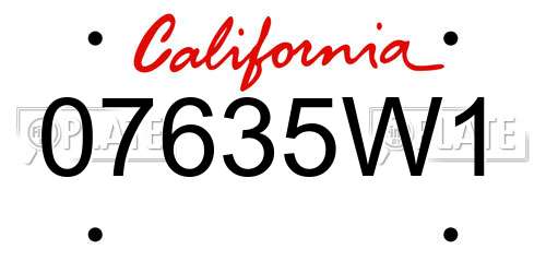 07635W1 California License Plate