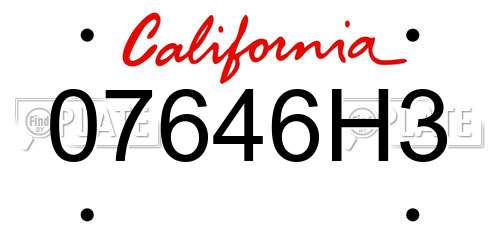 07646H3 California License Plate