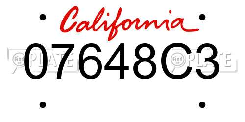 07648C3 California License Plate