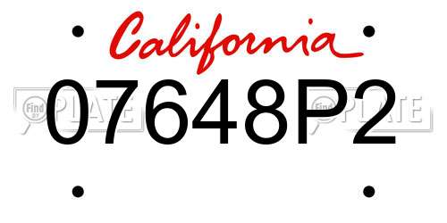 07648P2 California License Plate