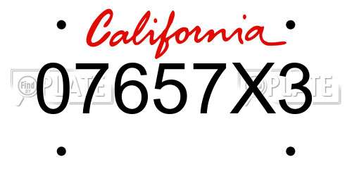 07657X3 California License Plate