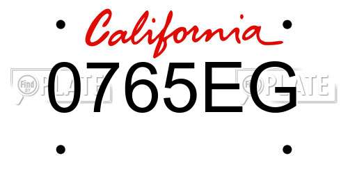 0765EG California License Plate