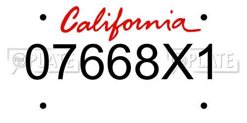 07668X1 California License Plate