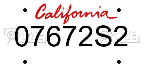 07672S2 California License Plate