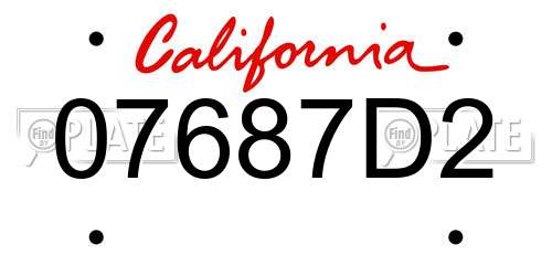 07687D2 California License Plate