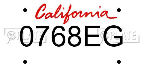0768EG California License Plate
