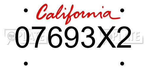 07693X2 California License Plate