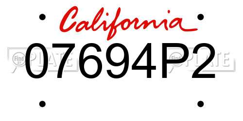07694P2 California License Plate