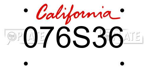 076S36 California License Plate