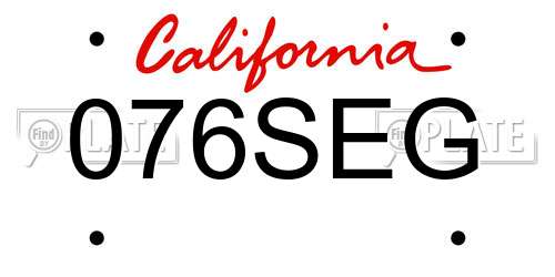 076SEG California License Plate