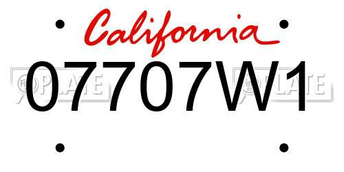 07707W1 California License Plate