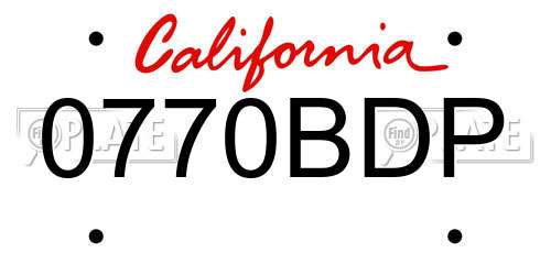 0770BDP California License Plate