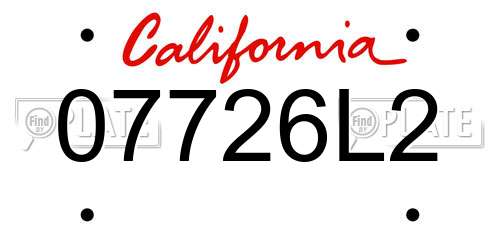 07726L2 California License Plate