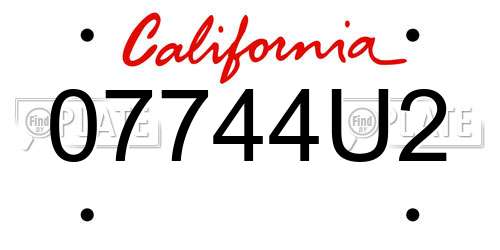 07744U2 California License Plate