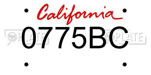 0775BC California License Plate