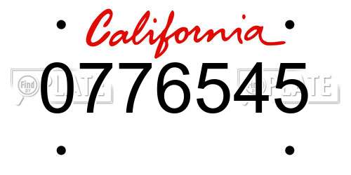 0776545 California License Plate
