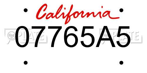07765A5 California License Plate