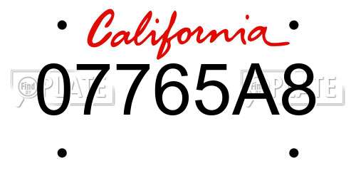 07765A8 California License Plate