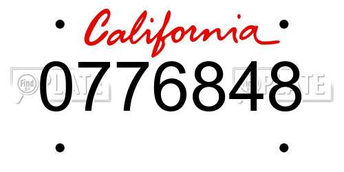 0776848 California License Plate