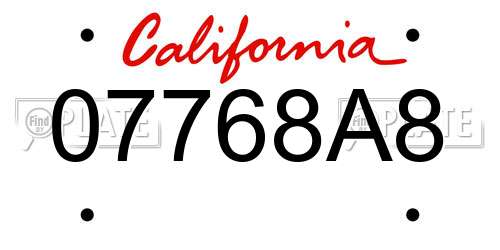 07768A8 California License Plate